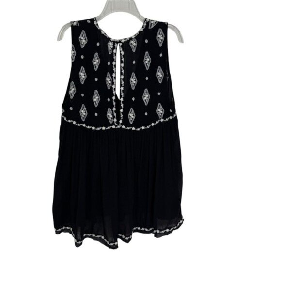 Free People Sleeveless Diamond Embroidered Boho Sleeveless Top Black Size M - Picture 6 of 12